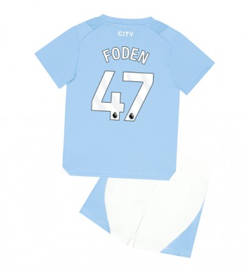 Manchester City Phil Foden #47 Hemmaställ Barn 2023-24 Kortärmad (+ Korta byxor)